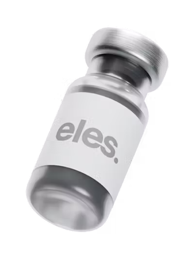 Um frasco de vidro com uma etiqueta branca escrito "eles."
